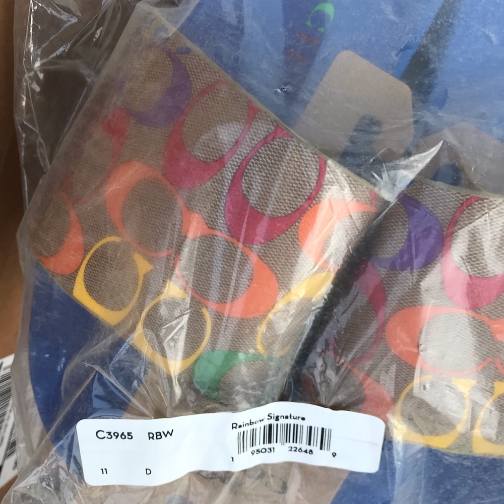 ❤️ Coach Uli Sport Slide Rainbow Signature Canvas 11 - Picture 6 of 7